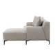VENTURE DESIGN Viskan sofa, m. sjeselong - lys gr polyester og matt sort metall