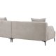 VENTURE DESIGN Viskan sofa, m. sjeselong - lys gr polyester og matt sort metall