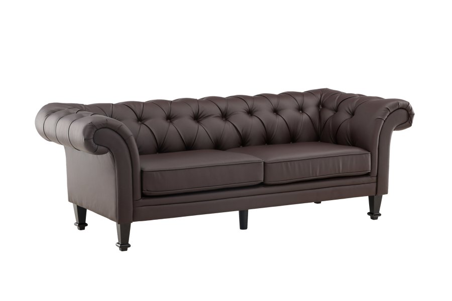 VENTURE DESIGN Ätran sofa - mrkebrun PU og gummitre