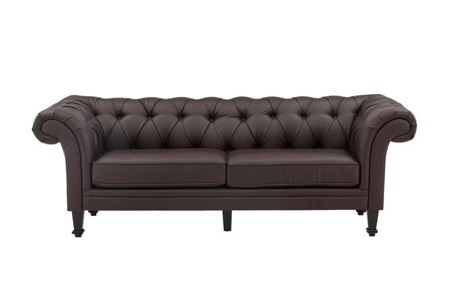 VENTURE DESIGN Ätran sofa - mrkebrun PU og gummitre