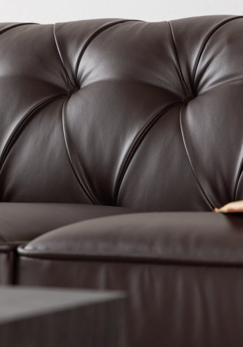 VENTURE DESIGN Ätran sofa - mrkebrun PU og gummitre