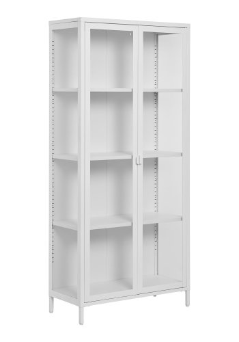 HOUSE NORDIC Brisbane vitrineskap, med 2 glassdrer og 3 hyller - hvitt stl
