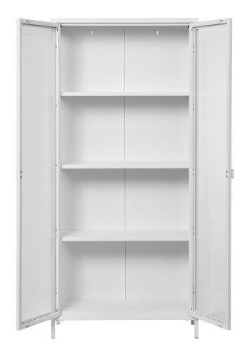 HOUSE NORDIC Brisbane vitrineskap, med 2 glassdrer og 3 hyller - hvitt stl