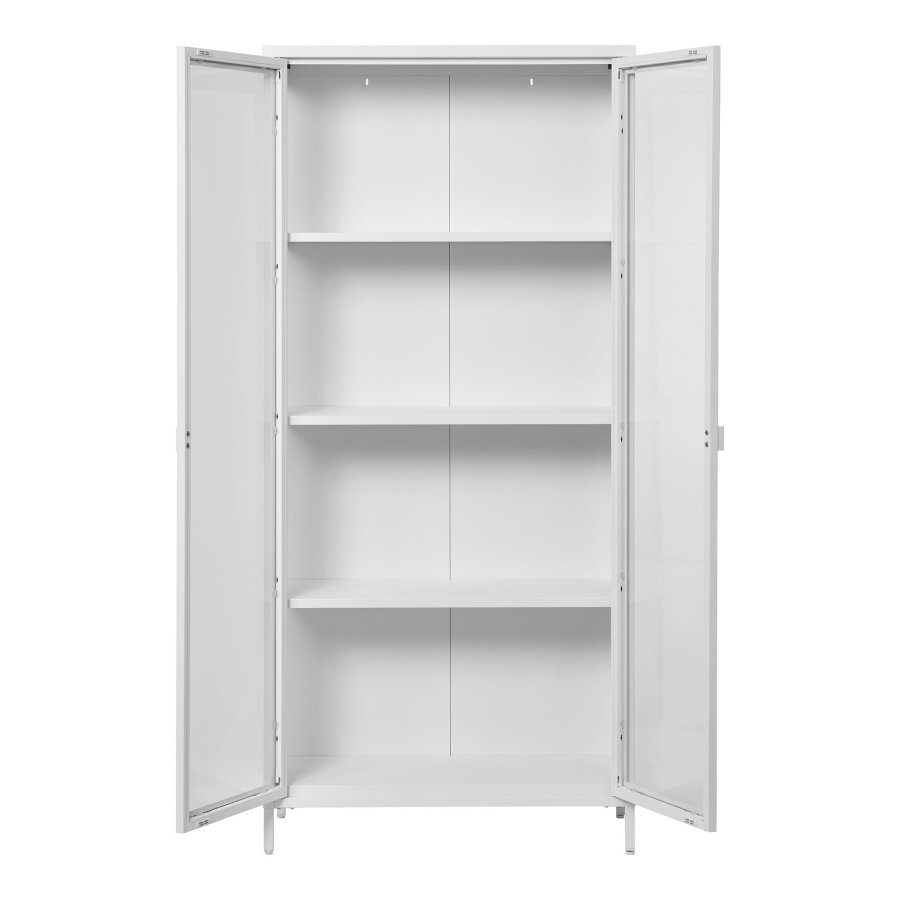 HOUSE NORDIC Brisbane vitrineskap, med 2 glassdrer og 3 hyller - hvitt stl