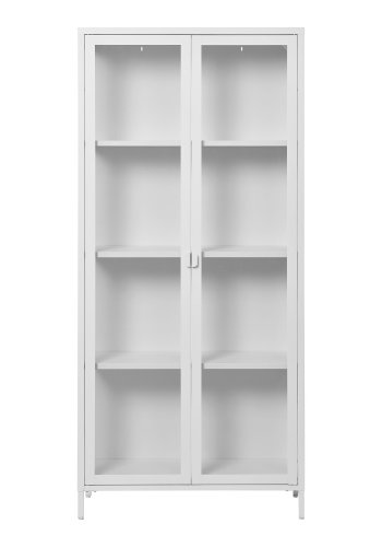 HOUSE NORDIC Brisbane vitrineskap, med 2 glassdrer og 3 hyller - hvitt stl