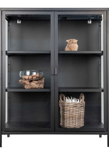 HOUSE NORDIC Brisbane vitrineskap, m. 2 glassdrer og 2 hyller - sort stl