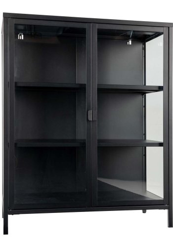 HOUSE NORDIC Brisbane vitrineskap, m. 2 glassdrer og 2 hyller - sort stl
