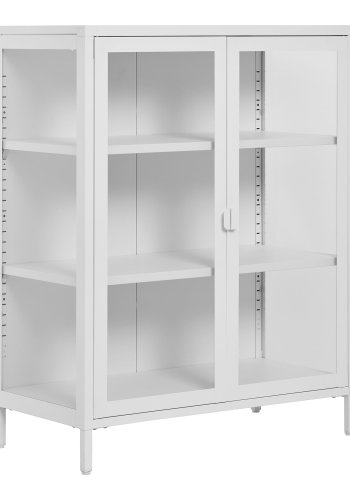 HOUSE NORDIC Brisbane vitrineskap, med 2 glassdrer og 2 hyller - hvitt stl