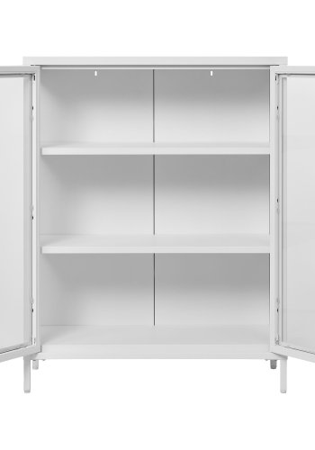 HOUSE NORDIC Brisbane vitrineskap, med 2 glassdrer og 2 hyller - hvitt stl