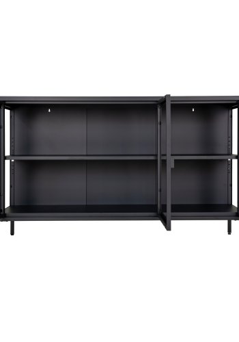 HOUSE NORDIC Brisbane Sideboard, mit 3 Glastüren – schwarzer Stahl (140x40)