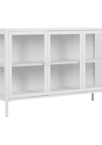 HOUSE NORDIC Brisbane skjenk, med 3 glassdrer og 1 hylle - hvitt stl