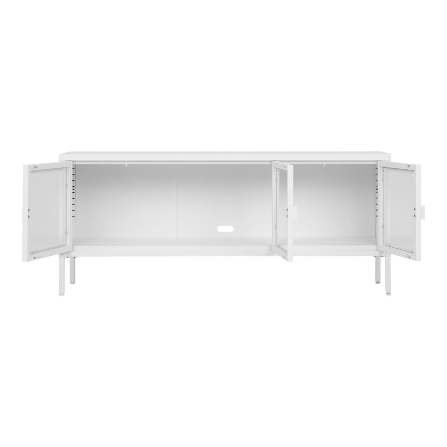 HOUSE NORDIC Brisbane TV-bord, med 3 glassdrer - hvitt stl (130x40)