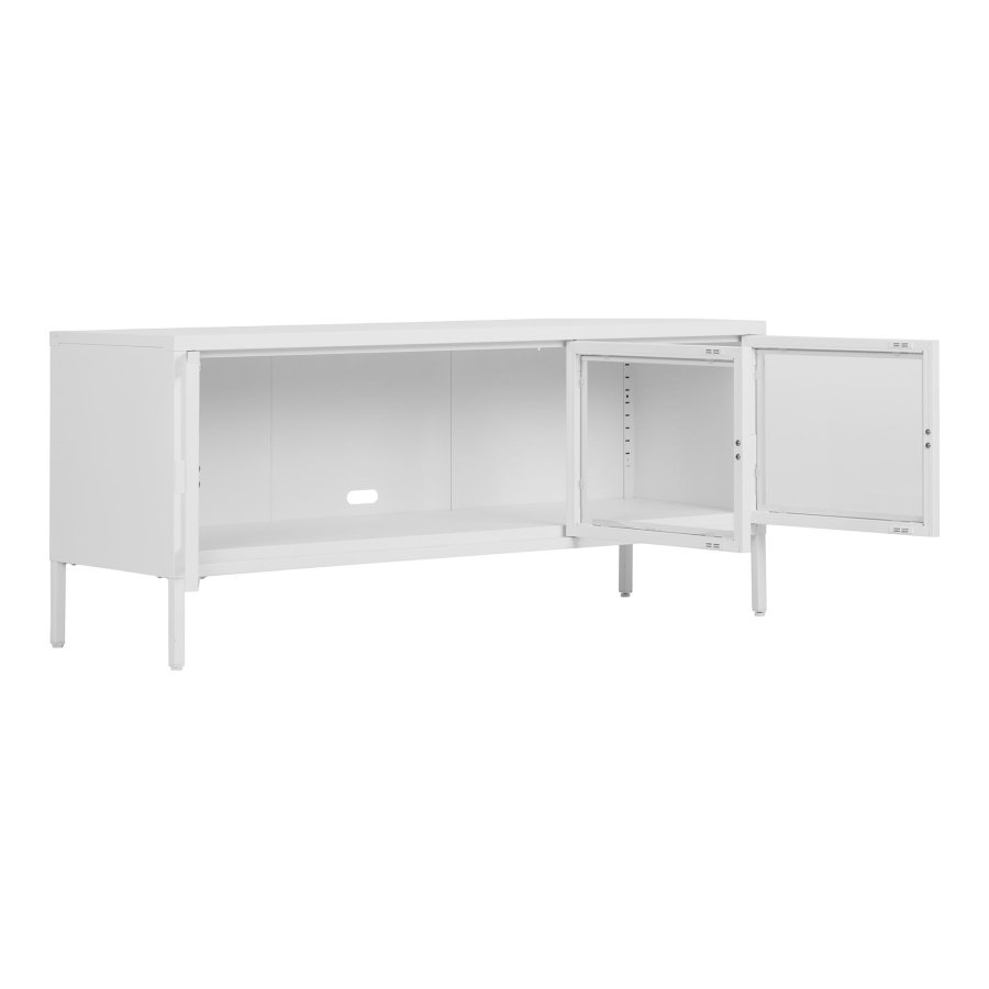 HOUSE NORDIC Brisbane TV-bord, med 3 glassdrer - hvitt stl (130x40)