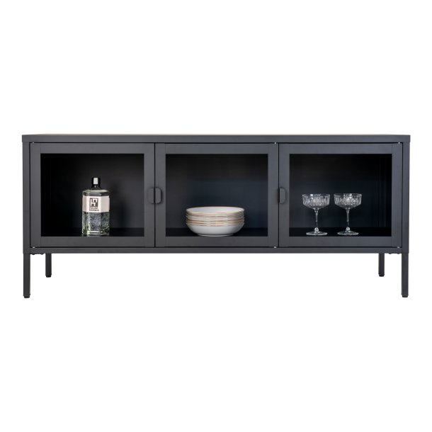  Brisbane TV-b�nk, m. 3 glasl�ger - sort st�l (40x130)