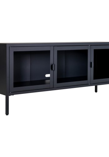 HOUSE NORDIC Brisbane TV-benk, m. 3 glassdrer - svart stl (40x130)