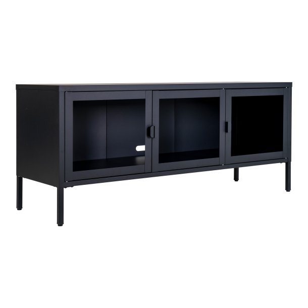  Brisbane TV-b�nk, m. 3 glasl�ger - sort st�l (40x130)