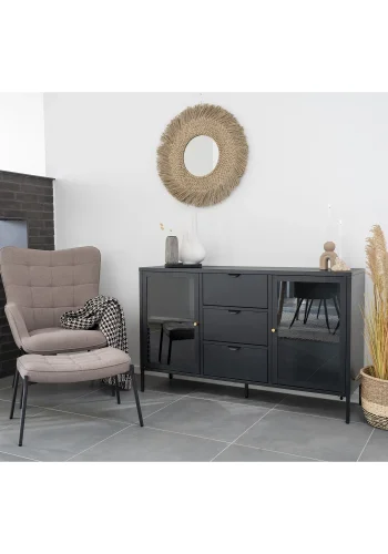 House Nordic skjenk med glassdrer, sort