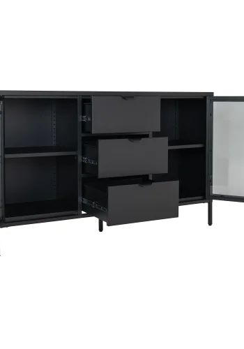 House Nordic skjenk med glassdrer, sort