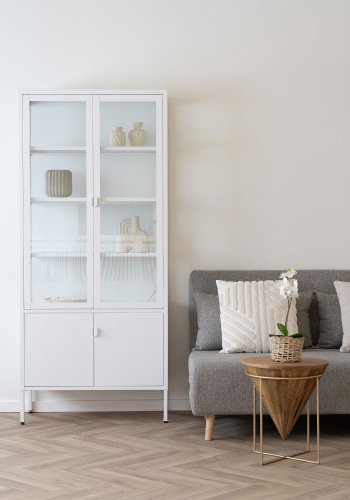 HOUSE NORDIC Brisbane vitrineskap - Vitrineskap, 4 drer, stl, hvit 80x35x180 cm