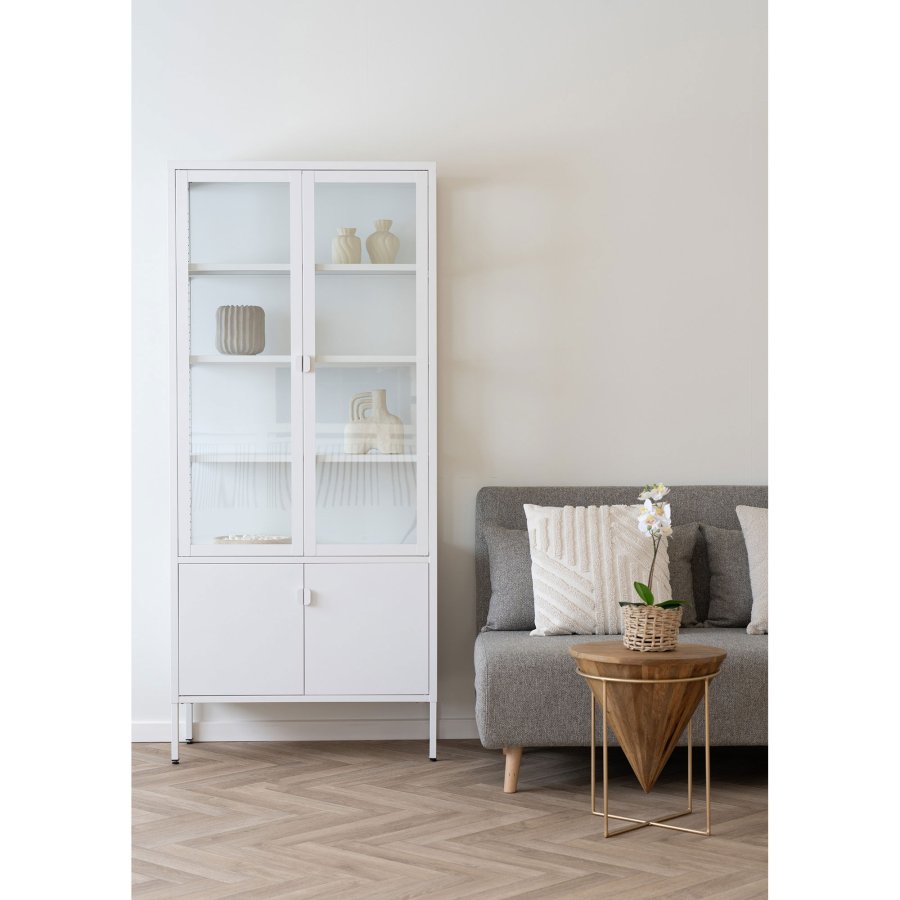 HOUSE NORDIC Brisbane vitrineskap - Vitrineskap, 4 drer, stl, hvit 80x35x180 cm