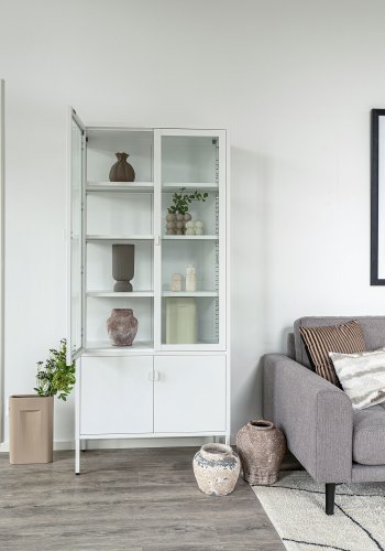 HOUSE NORDIC Brisbane vitrineskap - Vitrineskap, 4 drer, stl, hvit 80x35x180 cm