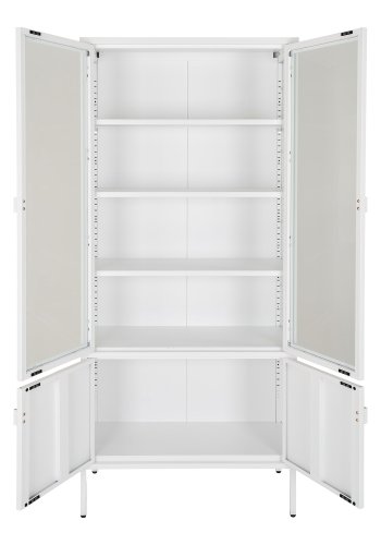 HOUSE NORDIC Brisbane vitrineskap - Vitrineskap, 4 drer, stl, hvit 80x35x180 cm