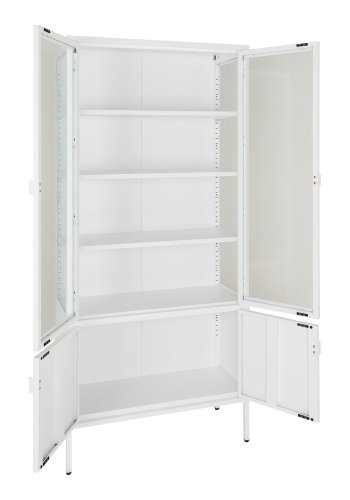 HOUSE NORDIC Brisbane vitrineskap - Vitrineskap, 4 drer, stl, hvit 80x35x180 cm