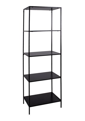 HOUSE NORDIC rektangulr Vita reol, m. 4 hyller - sort melamin og stl