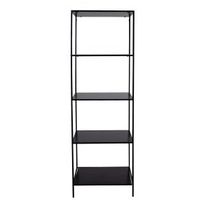 HOUSE NORDIC rektangulr Vita reol, m. 4 hylder - sort melamin og stl(H:170cm x36cm x 51cm)