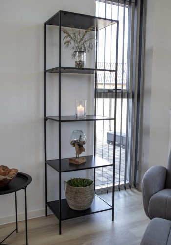 HOUSE NORDIC rektangulr Vita reol, m. 4 hyller - sort melamin og stl