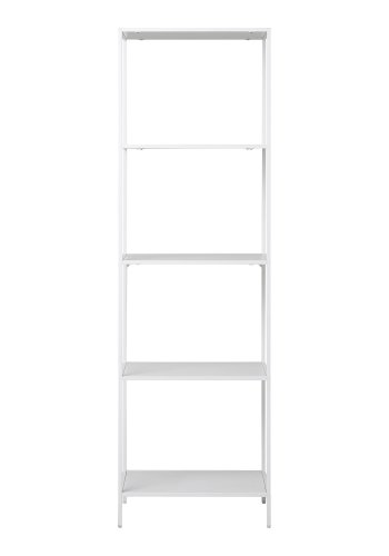 HOUSE NORDIC Vita bokhylle, med 5 hyller - hvit melaminfolie og hvitt stl