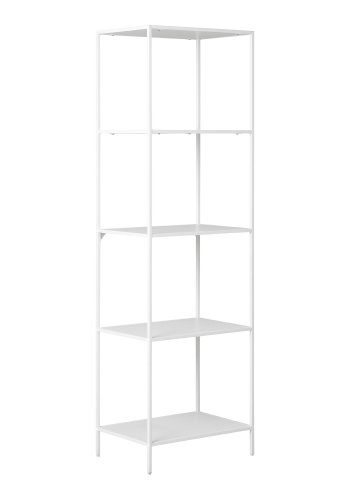 HOUSE NORDIC Vita bokhylle, med 5 hyller - hvit melaminfolie og hvitt stl