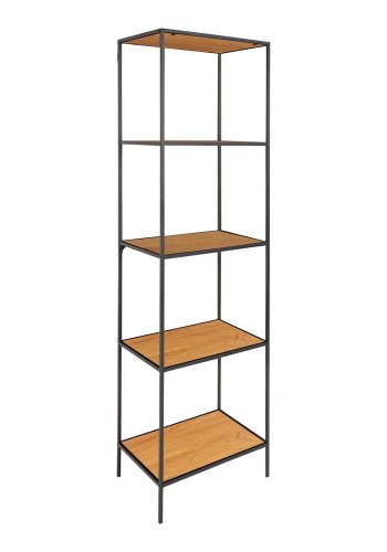 HOUSE NORDIC Vita reol, m. 5 hyller - naturlig melamin og sort stl (170x36)