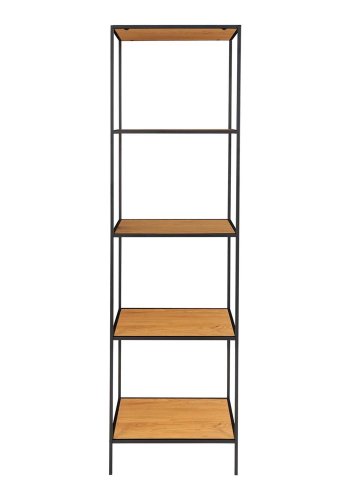 HOUSE NORDIC Vita reol, m. 5 hyller - naturlig melamin og sort stl (170x36)