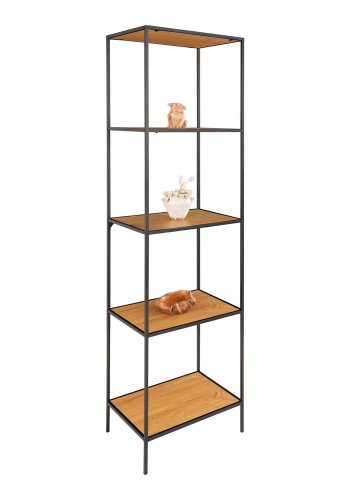 HOUSE NORDIC Vita reol, m. 5 hyller - naturlig melamin og sort stl (170x36)