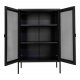 HOUSE NORDIC Melbourne vitrineskap, m. 2 nettingdrer og 2 hyller - sort stl