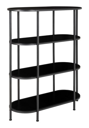 HOUSE NORDIC Vita reol, m. 4 hyller - sort melaminfolie og sort stl
