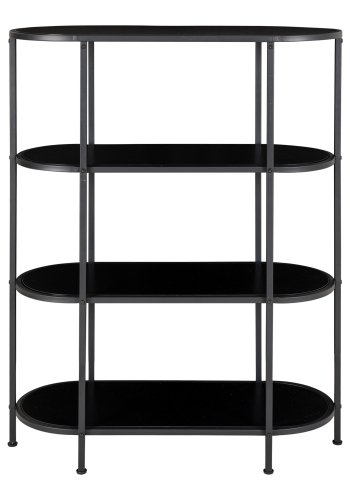 HOUSE NORDIC Vita reol, m. 4 hyller - sort melaminfolie og sort stl