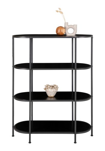 HOUSE NORDIC Vita reol, m. 4 hyller - sort melaminfolie og sort stl