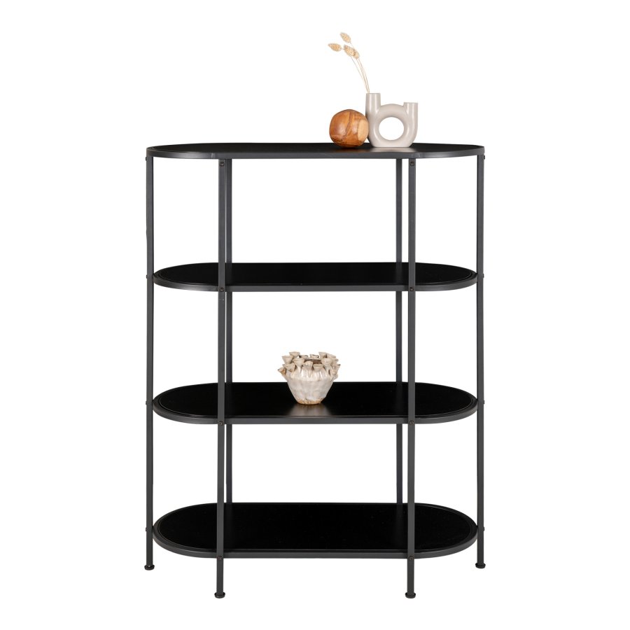 HOUSE NORDIC Vita reol, m. 4 hyller - sort melaminfolie og sort stl