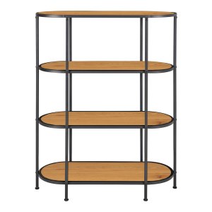 HOUSE NORDIC Vita reol, m. 4 hylder - natur melaminfolie og sort stl(H:111cm x85cm x cm)