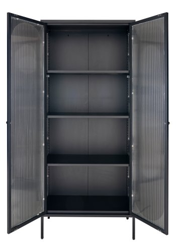 HOUSE NORDIC Adelaide vitrineskap, m. 2 riflet glassdrer - sort stl