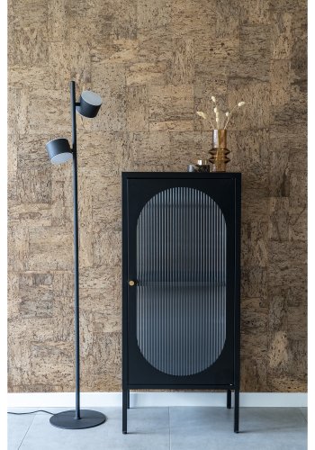 HOUSE NORDIC Adelaide vitrineskap, m. 1 riflet glassdr - sort stl