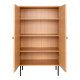 HOUSE NORDIC Vitrineskap, eikefiner, svarte metallben, 2 drer, 80x40x130 cm
