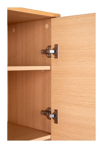 HOUSE NORDIC Vitrineskap, eikefiner, svarte metallben, 2 drer, 80x40x130 cm