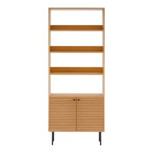 HOUSE NORDIC Kyoto reol, m. 2 lger, 4 hylder - natur melamin/egefiner og sort stl