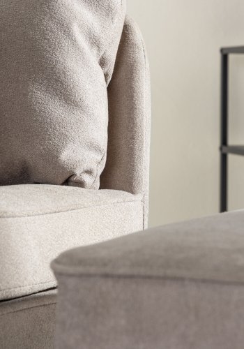 VENTURE DESIGN Madrid lenestol og fotskammel - grtt boucléstoff og svart stl