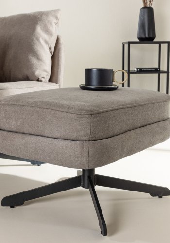 VENTURE DESIGN Madrid lenestol og fotskammel - grtt boucléstoff og svart stl