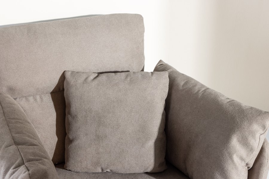 VENTURE DESIGN Madrid lenestol og fotskammel - grtt boucléstoff og svart stl