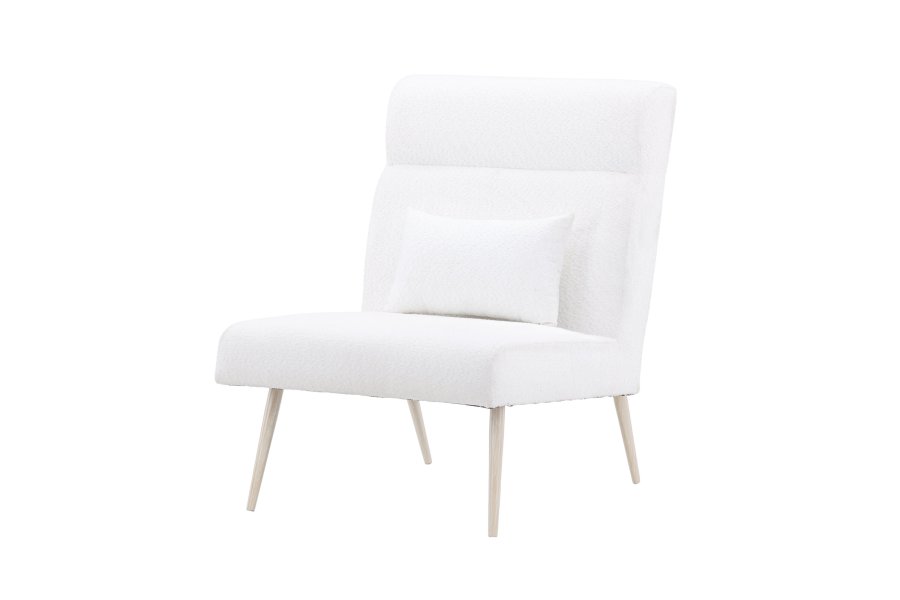 VENTURE DESIGN Bloom lenestol - hvit polyester teddystoff og hvitkalket stl